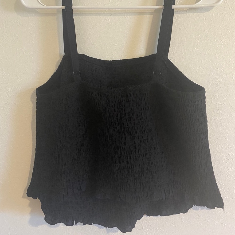 NWT - Torrid 0/12 - Black Smocked Challis Cropped Cami - Picture 8 of 10